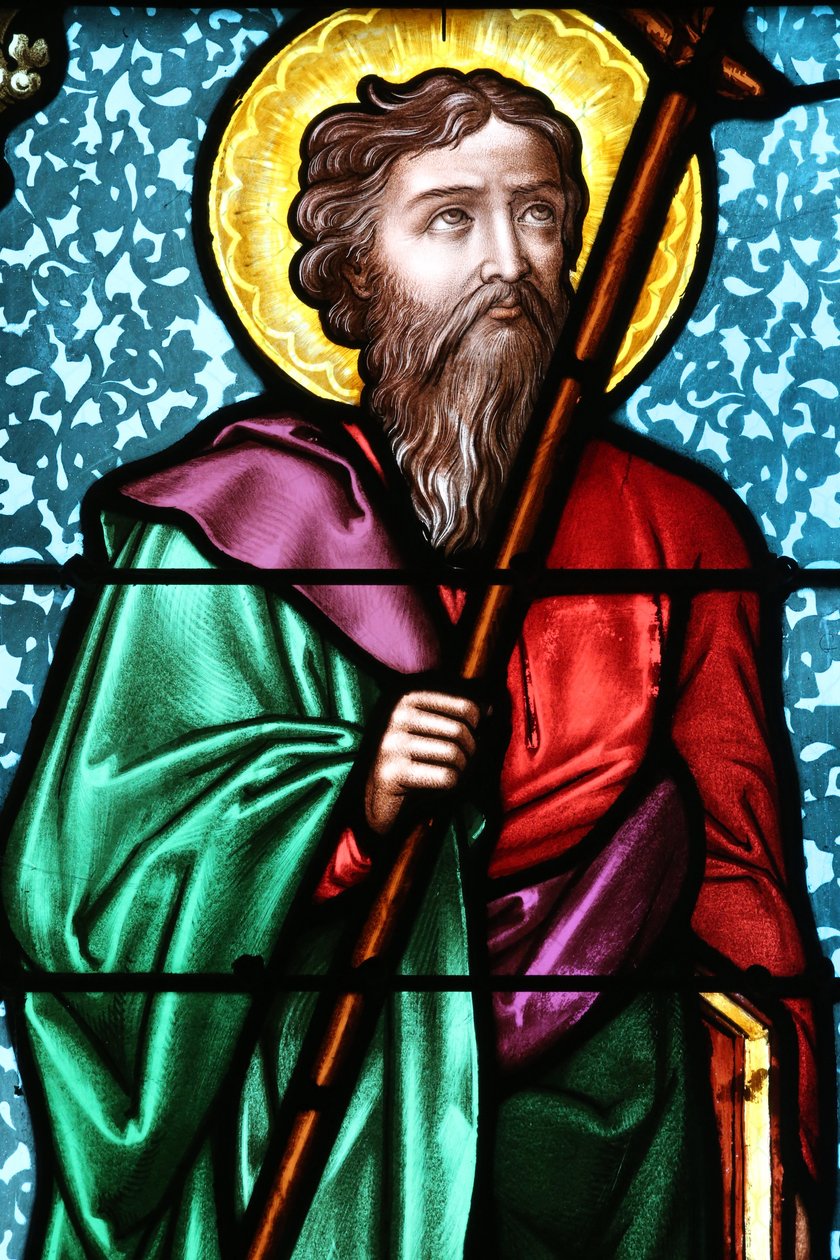 Vault de Lugny kerk. Glas-in-loodraam. Sint Filippus de Apostel door Unbekannt