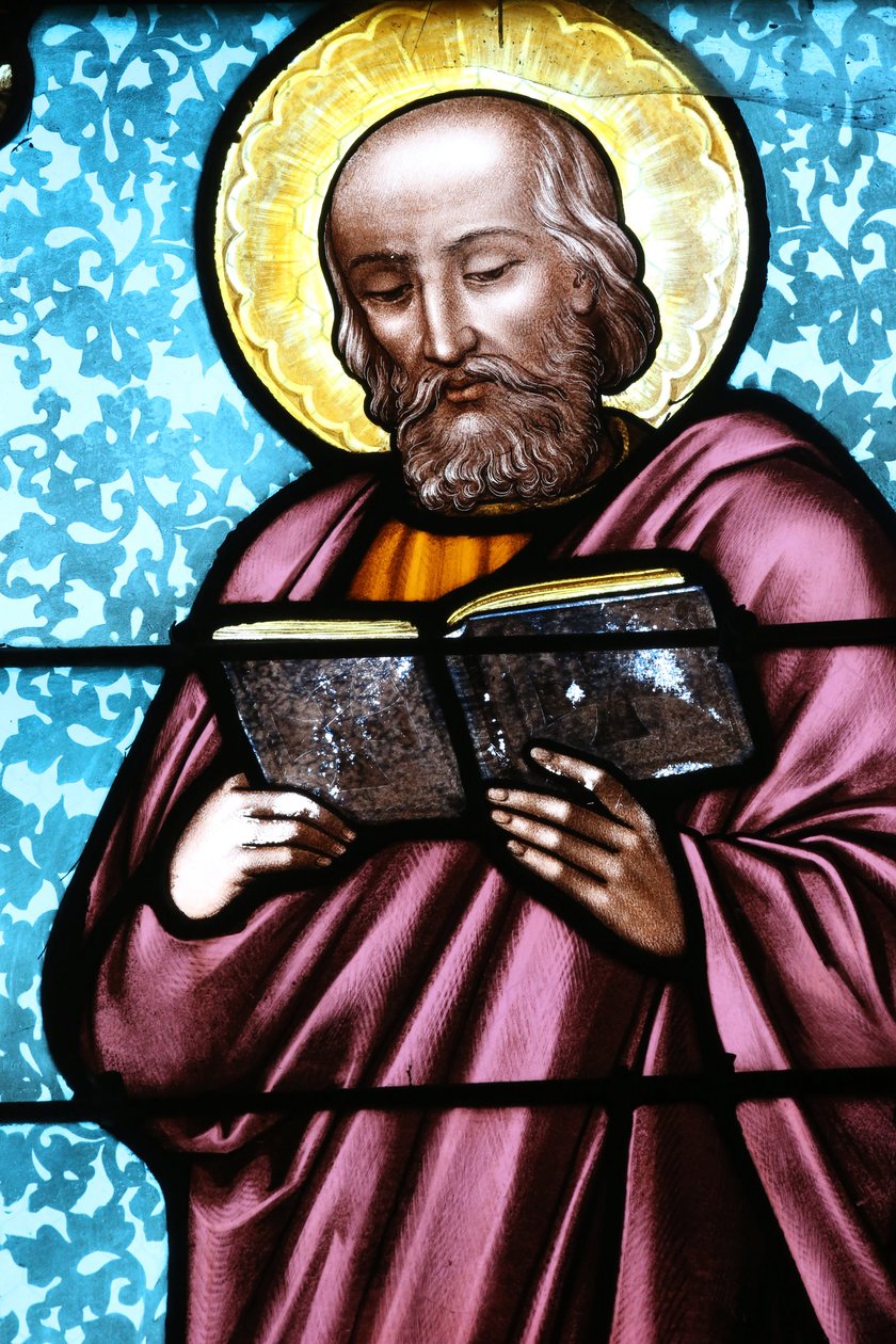 Vault de Lugny kerk. Glas-in-loodraam. Simon de Zeloot door Unbekannt