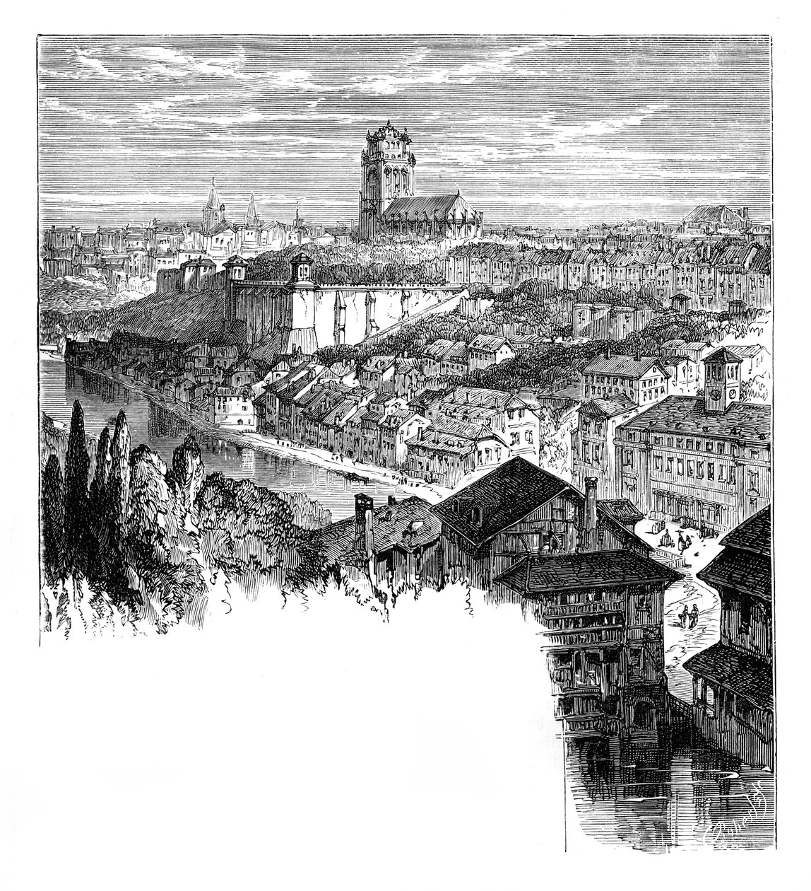 Uitzicht in Bern, Zwitserland, ca. 1888 door Unbekannt