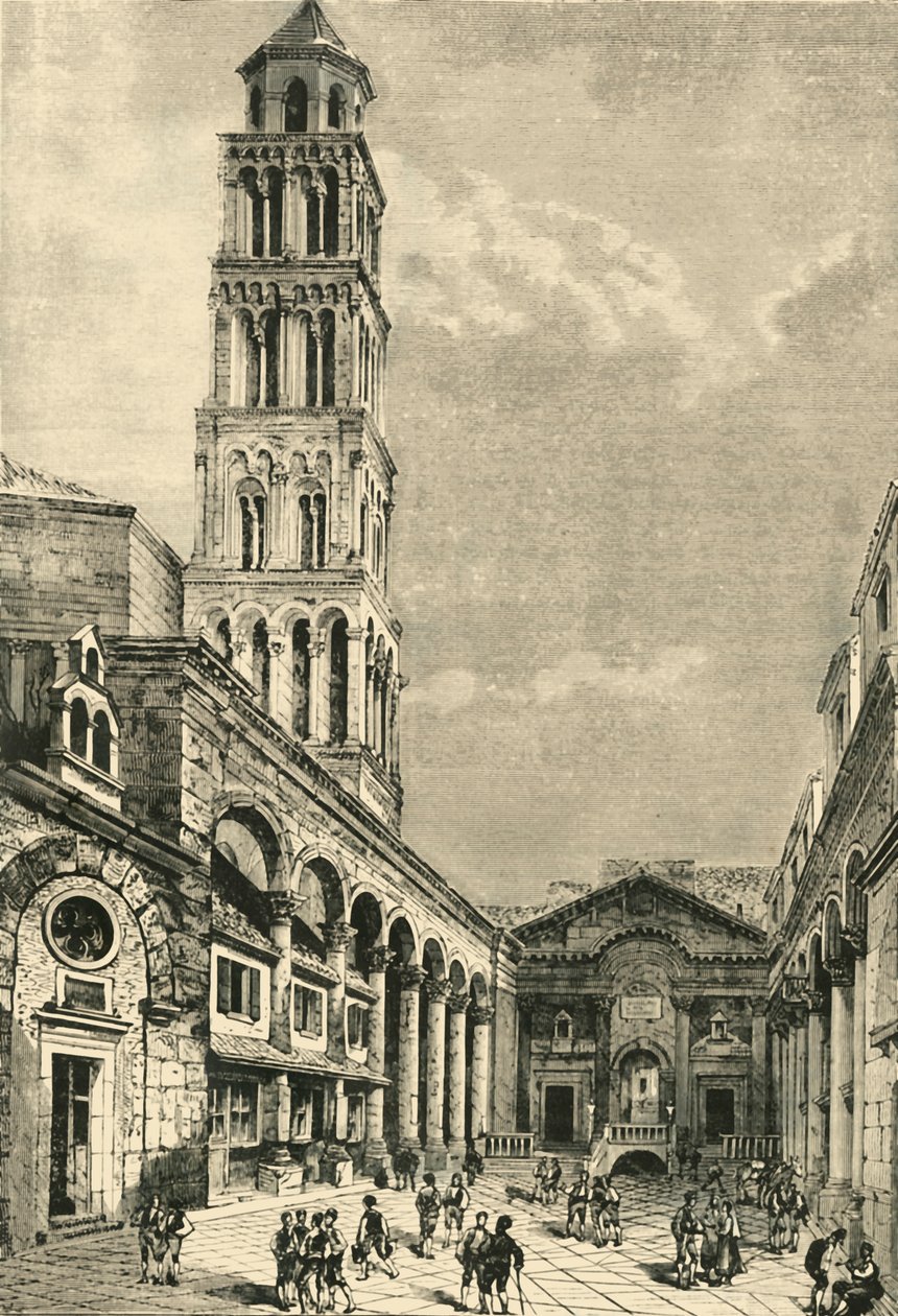 Uitzicht in Spalatro, met de Campanile en de Peristyle van het Paleis van Diocletianus, 1890 door Unbekannt