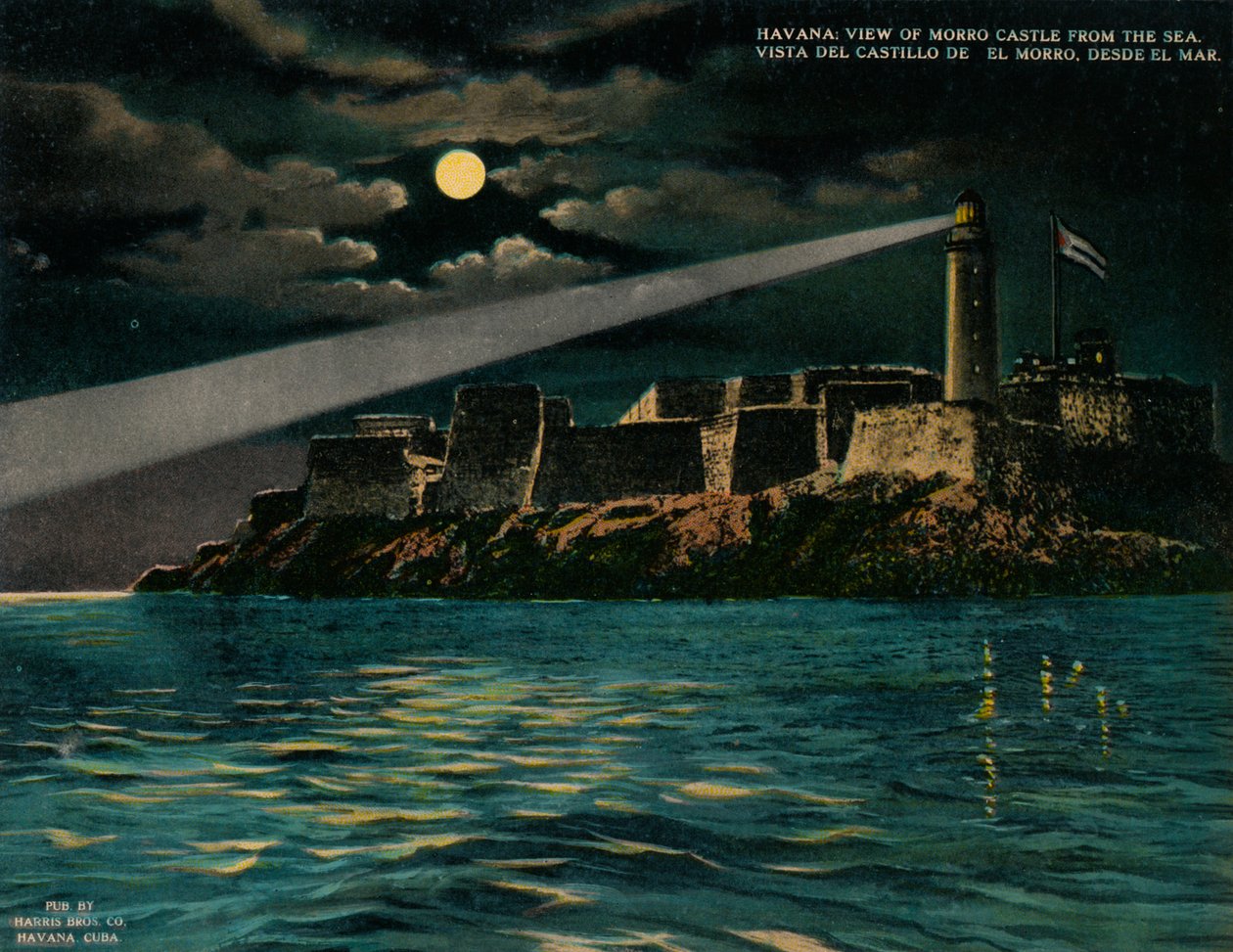 Uitzicht op Morro Kasteel vanaf de zee, Havana, Cuba, ca. 1920 door Unbekannt