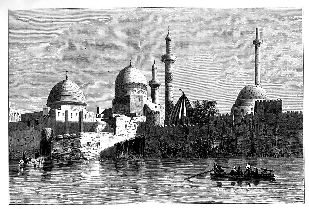 Uitzicht op Mosul vanaf de rivier de Tigris, Irak, ca. 1890 door Unbekannt