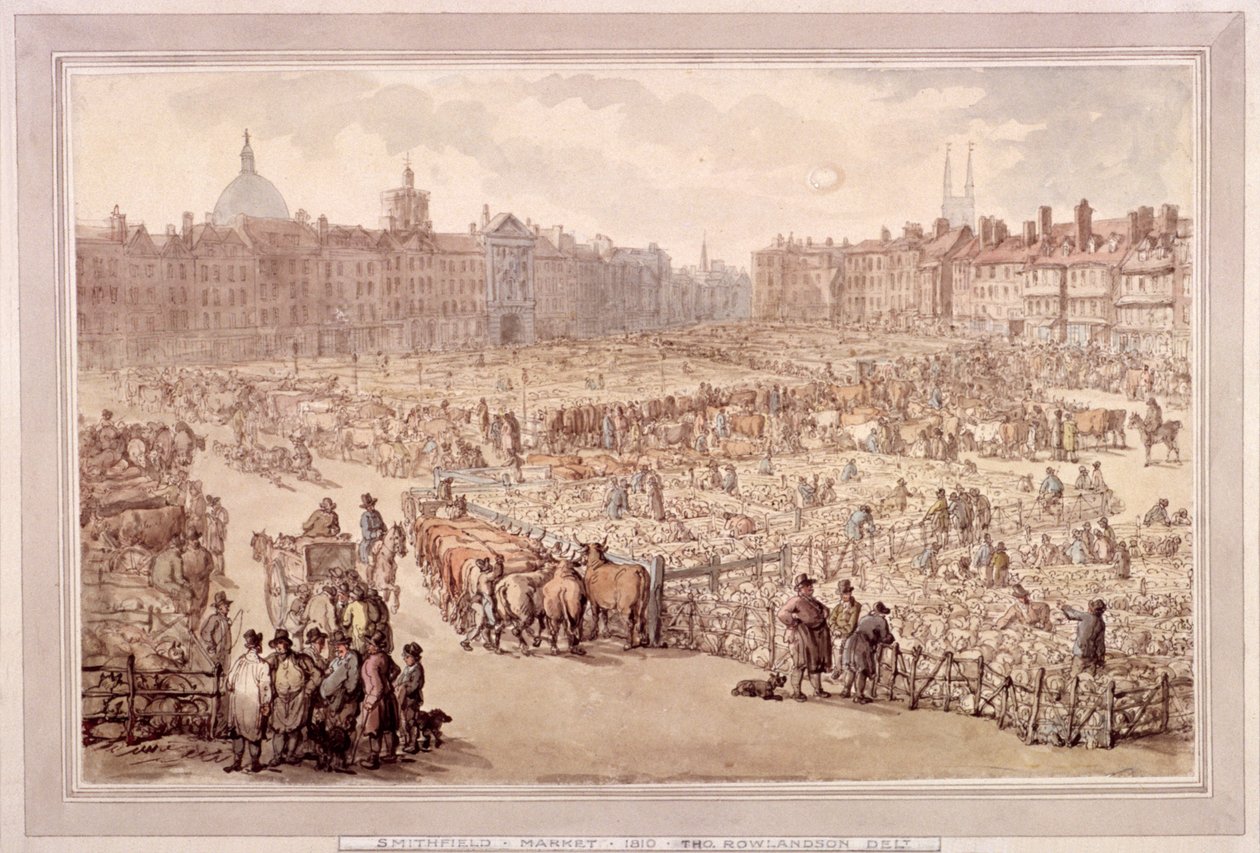 Uitzicht op Smithfield Market, Londen, 1810 door Unbekannt
