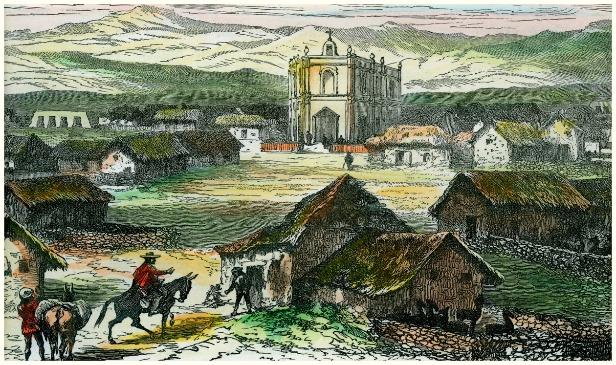 Uitzicht op Tiahuanaco, nabij het Titicacameer, Bolivia, ca. 1880 door Unbekannt