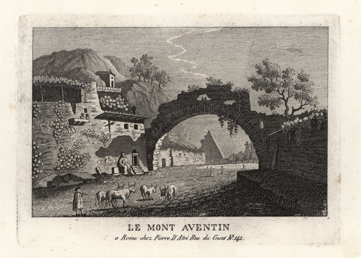 Uitzicht op de Aventijn, een van de Zeven Heuvels van Rome door Unbekannt