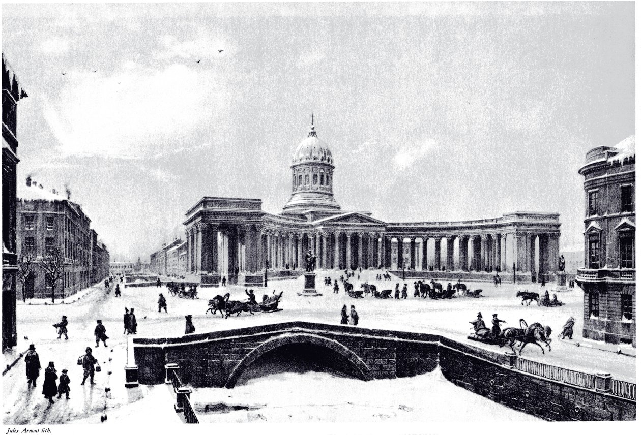 Uitzicht op de Kazankathedraal in Sint-Petersburg door Unbekannt