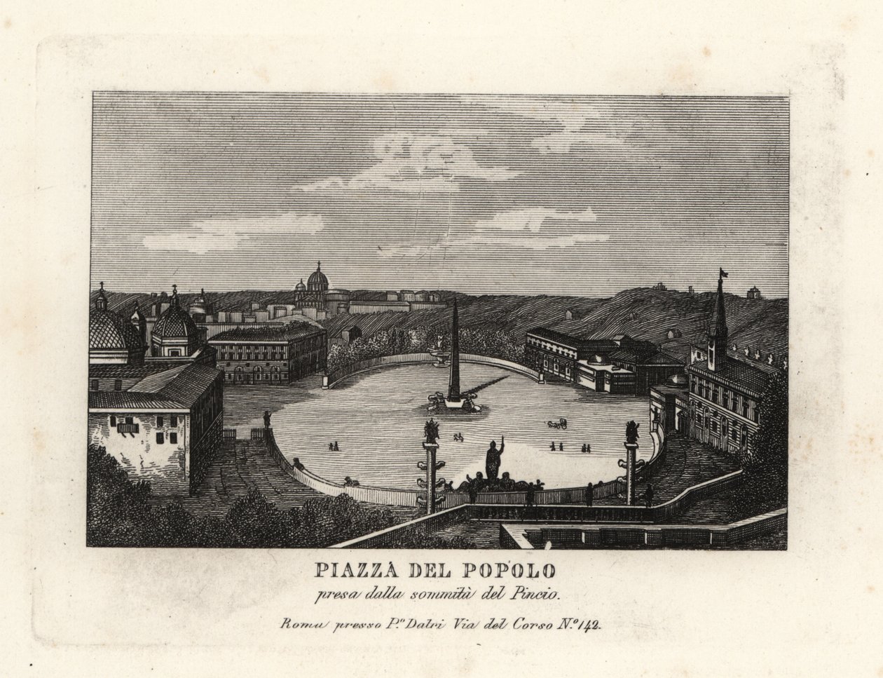 Piazza del Popolo met Egyptische obelisk van Ramses II, Rome door Unbekannt