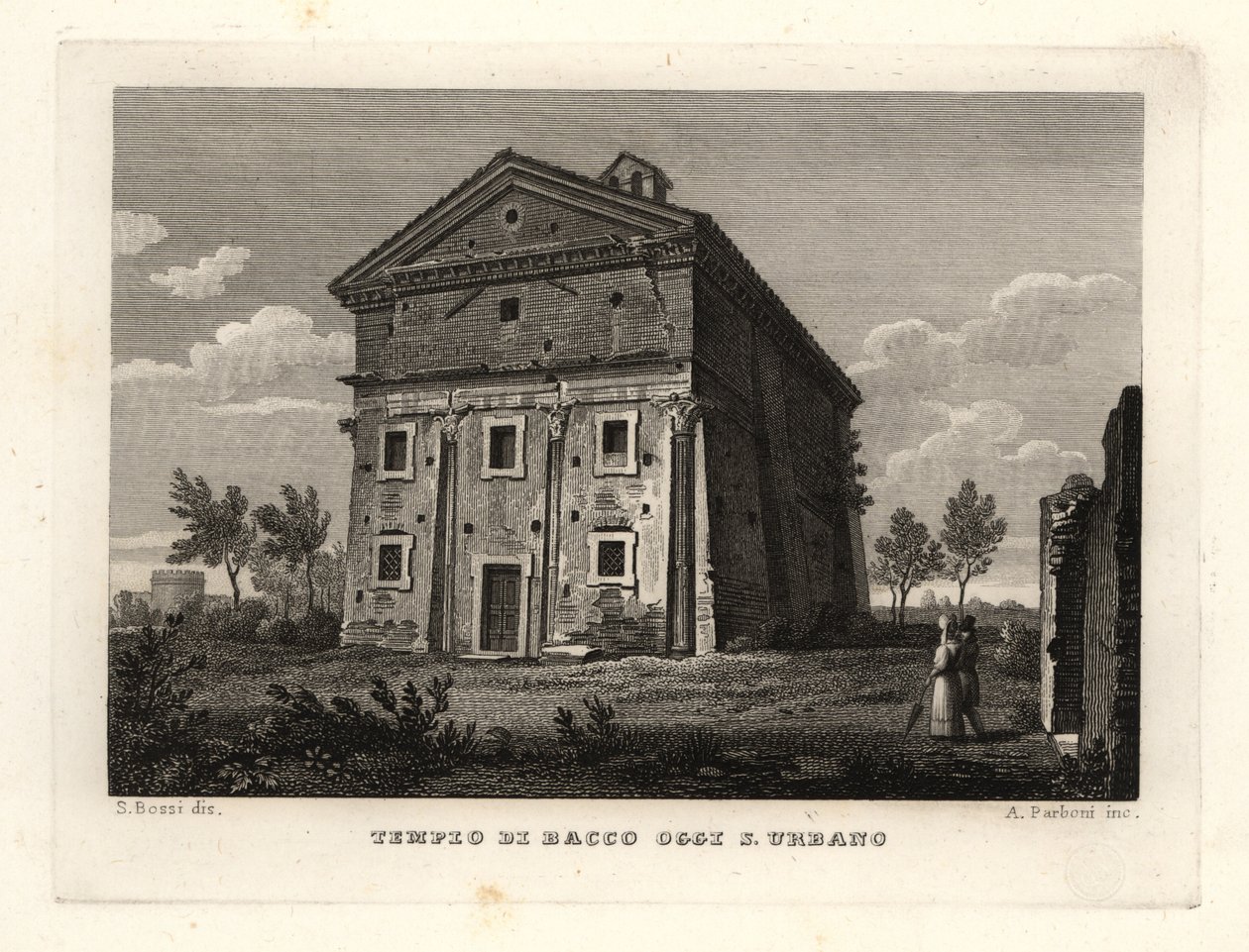 Uitzicht op de Tempel van Bacchus, Rome, nu St door Unbekannt