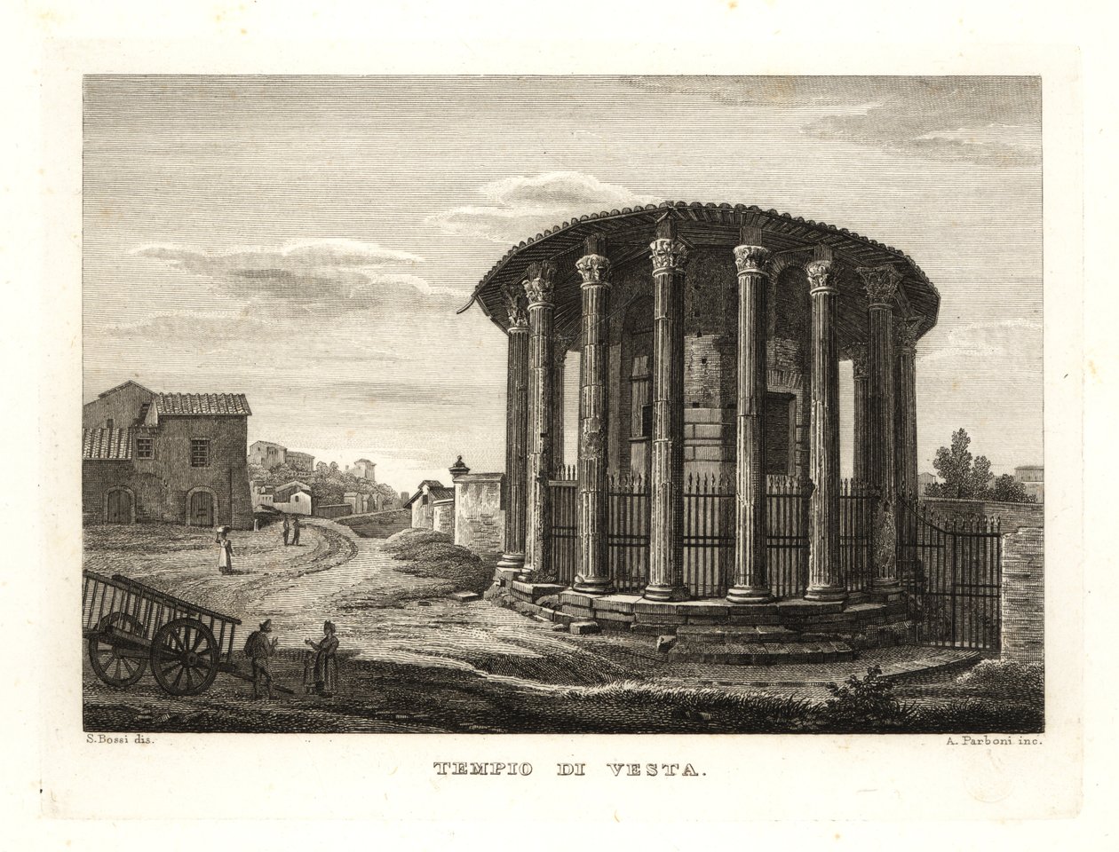 Uitzicht op de Tempel van Vesta, Tempio di Vesta, Rome door Unbekannt