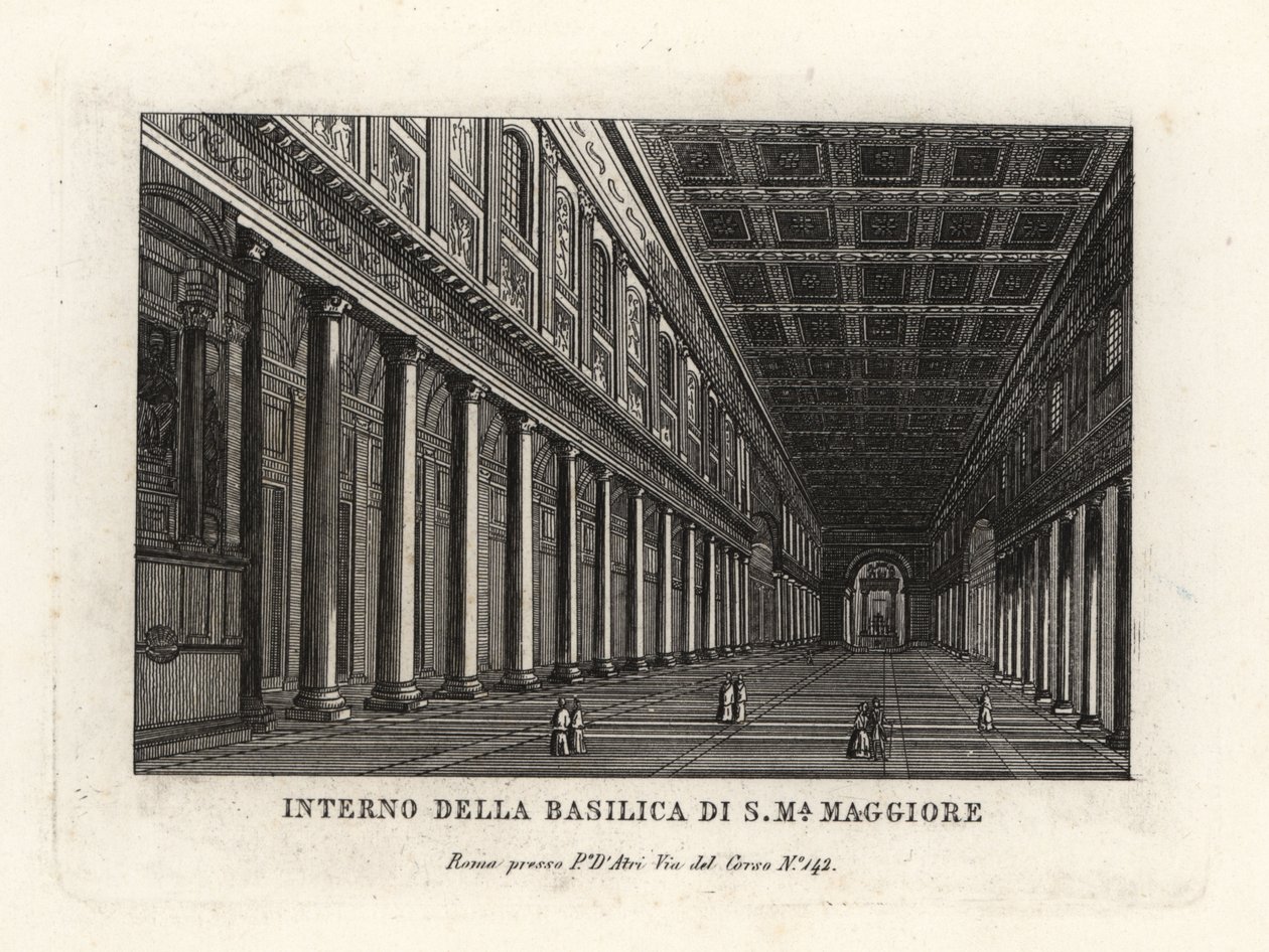 Uitzicht op het interieur van de Basilica di Santa Maria Maggiore, Kerk van Sint-Maria Major, Rome door Unbekannt