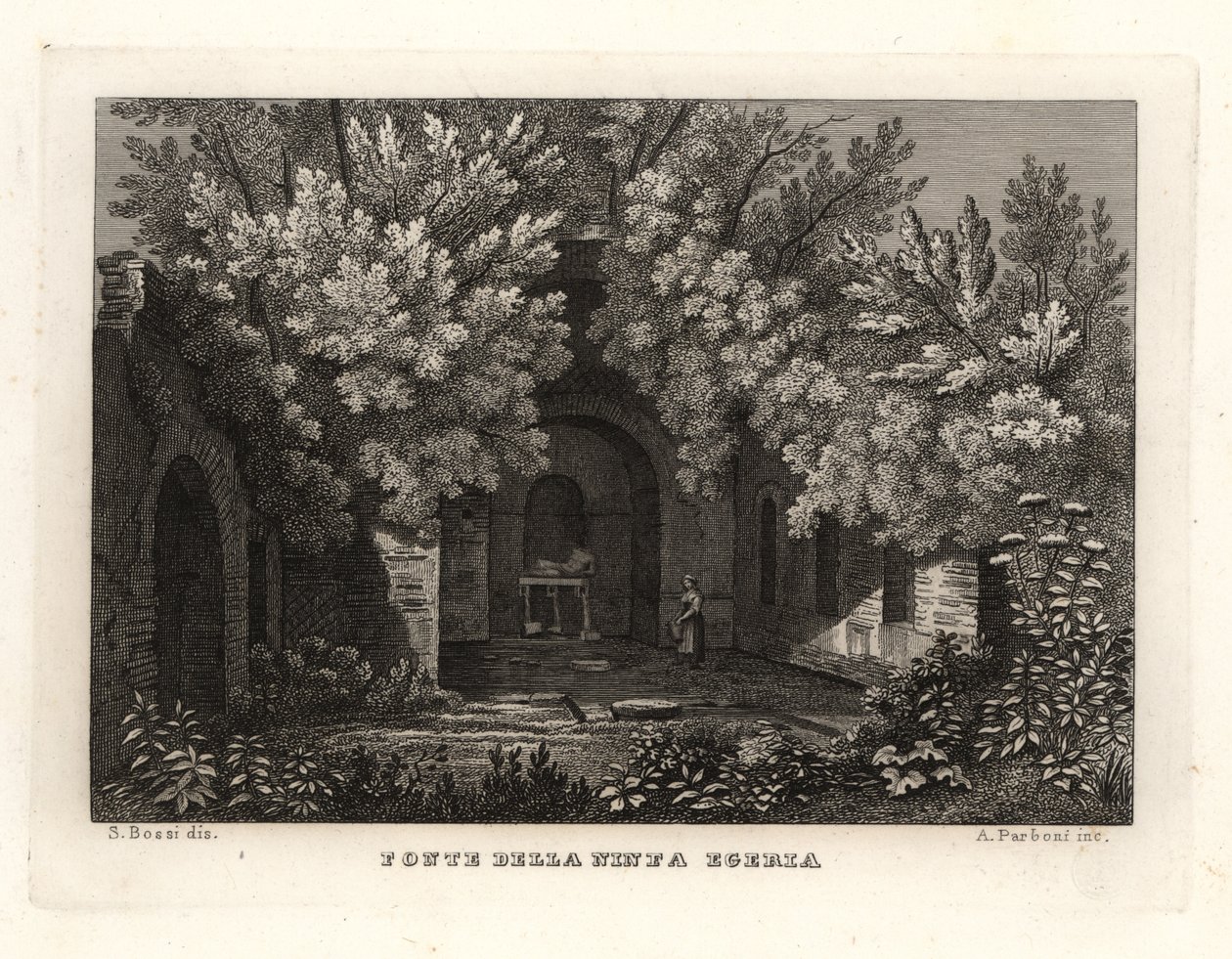 Uitzicht op de bron van de nimf Egeria, Fonte della Ninfa Egeria, Parco Cafarella, Rome door Unbekannt