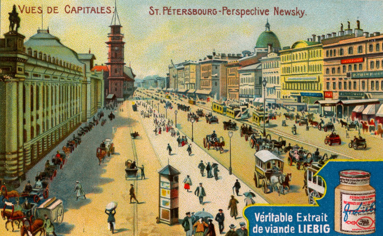 Uitzichten van Hoofdsteden: Nevsky Prospect, St. Petersburg, ca. 1900 door Unbekannt