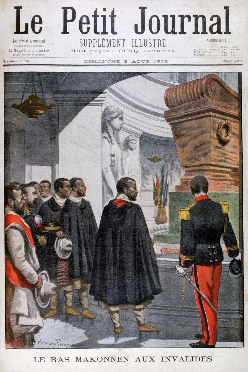 Bezoek van Ras Makonnen aan Les Invalides in Parijs, 1902 door Unbekannt