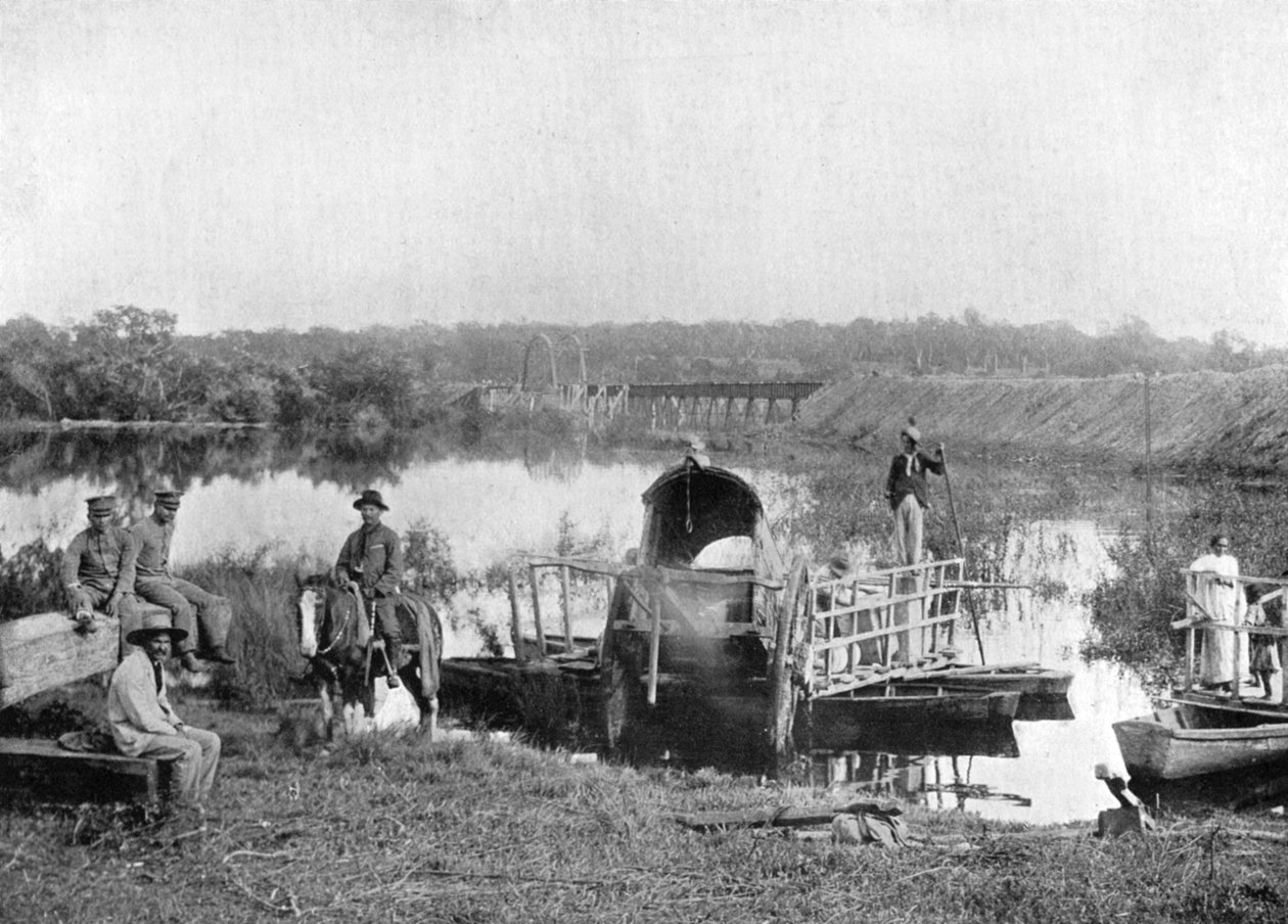 Wachten bij de veerboot, Paraguay, 1911 door Unbekannt