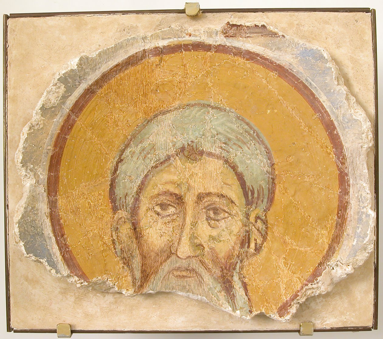 Muurschildering van een Mannelijke Heilige, Byzantijns, 12e eeuw, moderne restauratie door Unbekannt