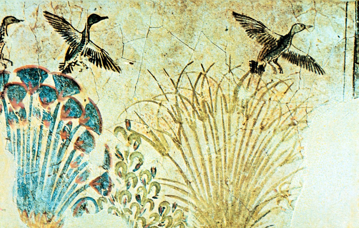Muurschildering uit het graf van Achnaton, Oude Egyptenaar, 18e dynastie, ca. 1375 v.Chr. door Unbekannt