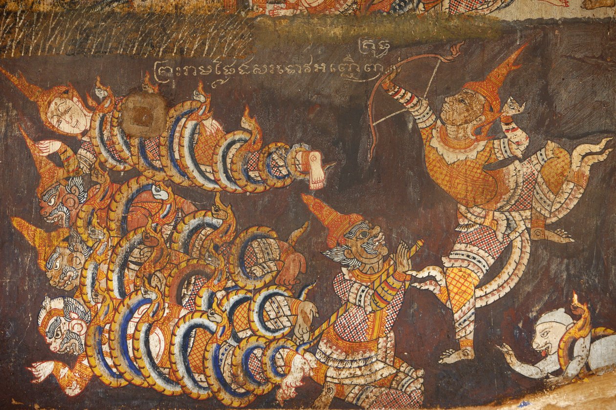 Wat Bo, Siem Reap Muurschildering van de Ramayana, Siem Reap, Cambodja door Unbekannt