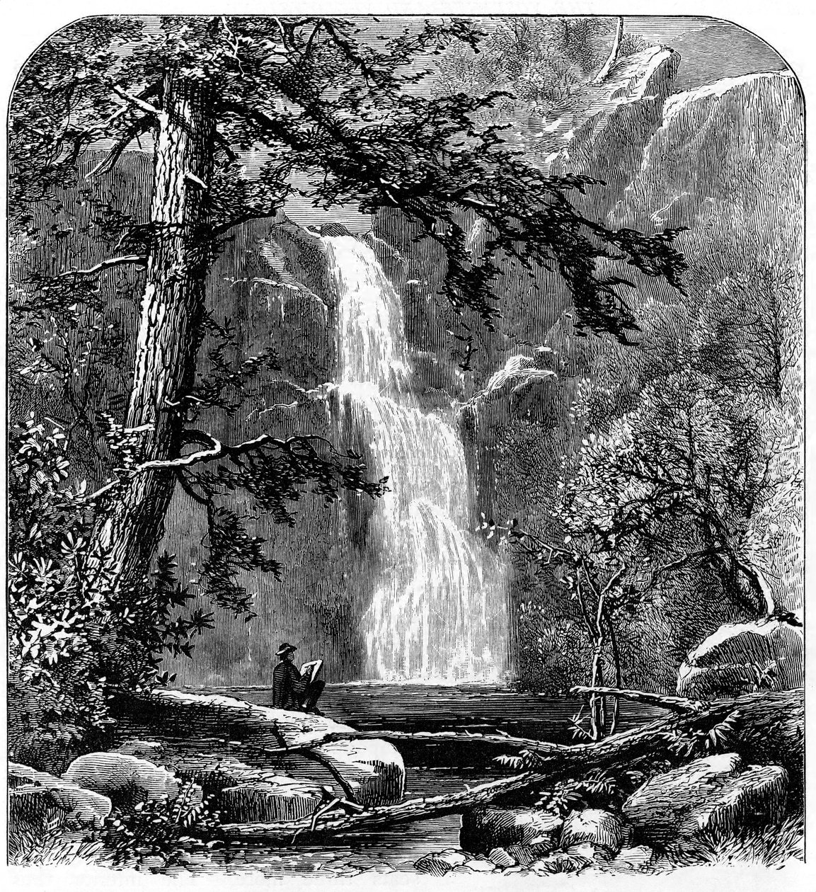 Waterval in de Yosemite Vallei, Californië, VS, ca. 1875 door Unbekannt