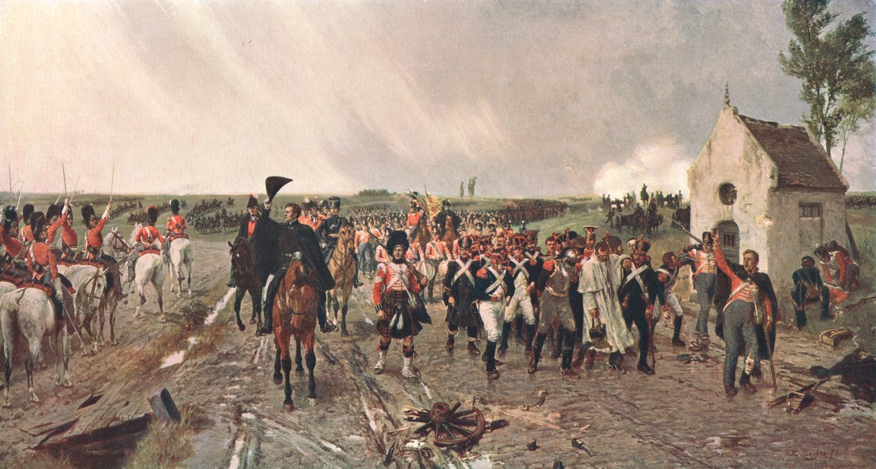 Wellingtons Mars van Quatre Bras naar Waterloo, 1815, ca. 1878, ca. 1902 door Unbekannt