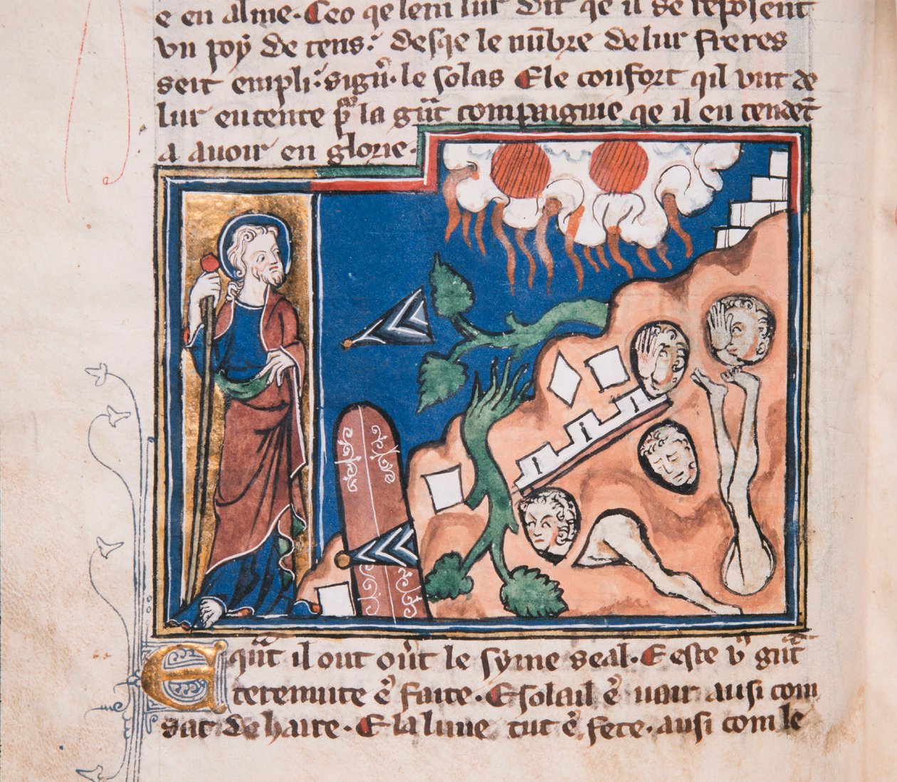 Wanneer Hij opstaat om de aarde te laten beven... Miniatuur uit: Apocalypse de saint Jean, ca. 1320 door Unbekannt