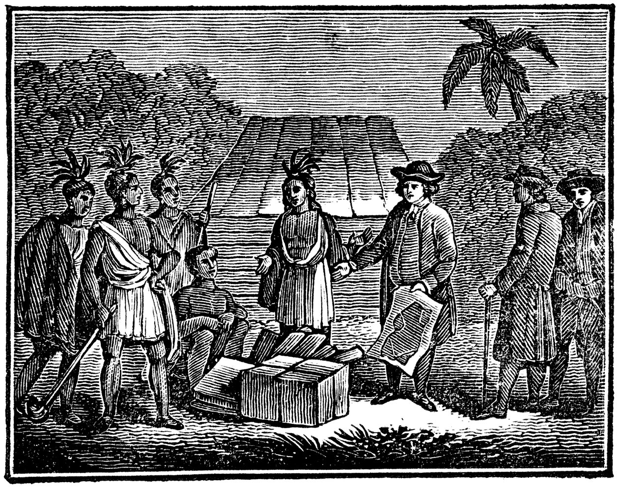 William Penn met Native Americans, Engelse Quaker kolonist, 1830 door Unbekannt