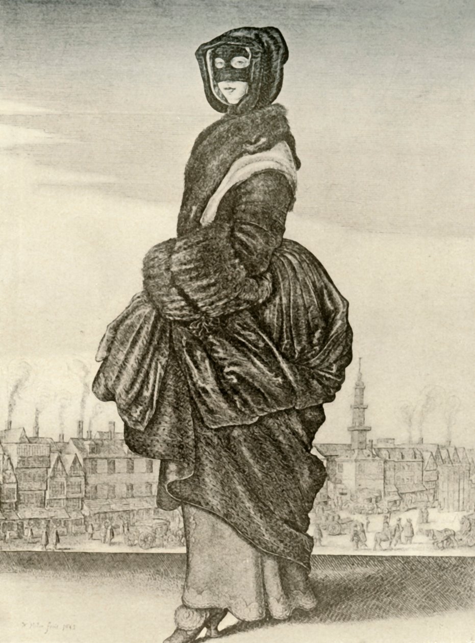 Winter - Buiten winterkleding van Engelse vrouw, regering van Karel I, c1620-1640, 1937 door Unbekannt
