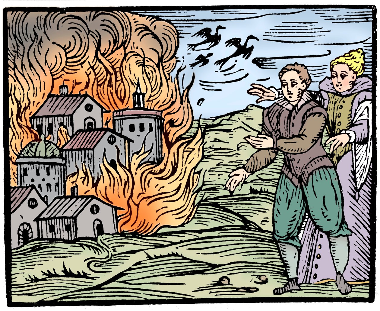 Heksen die een huis vernietigen door brand - Zwaben, 1533 door Unbekannt