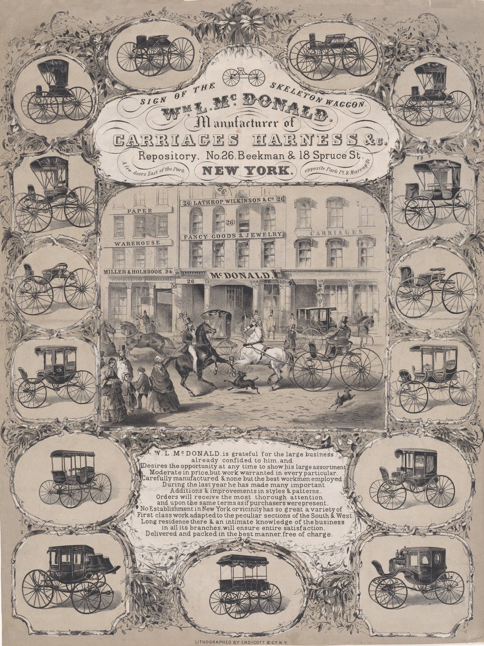 Wm. L. McDonald, Fabrikanten van Rijtuigharnassen & Co. Repository, No. 26 Beekman & 1..., 1852-86 door Unbekannt