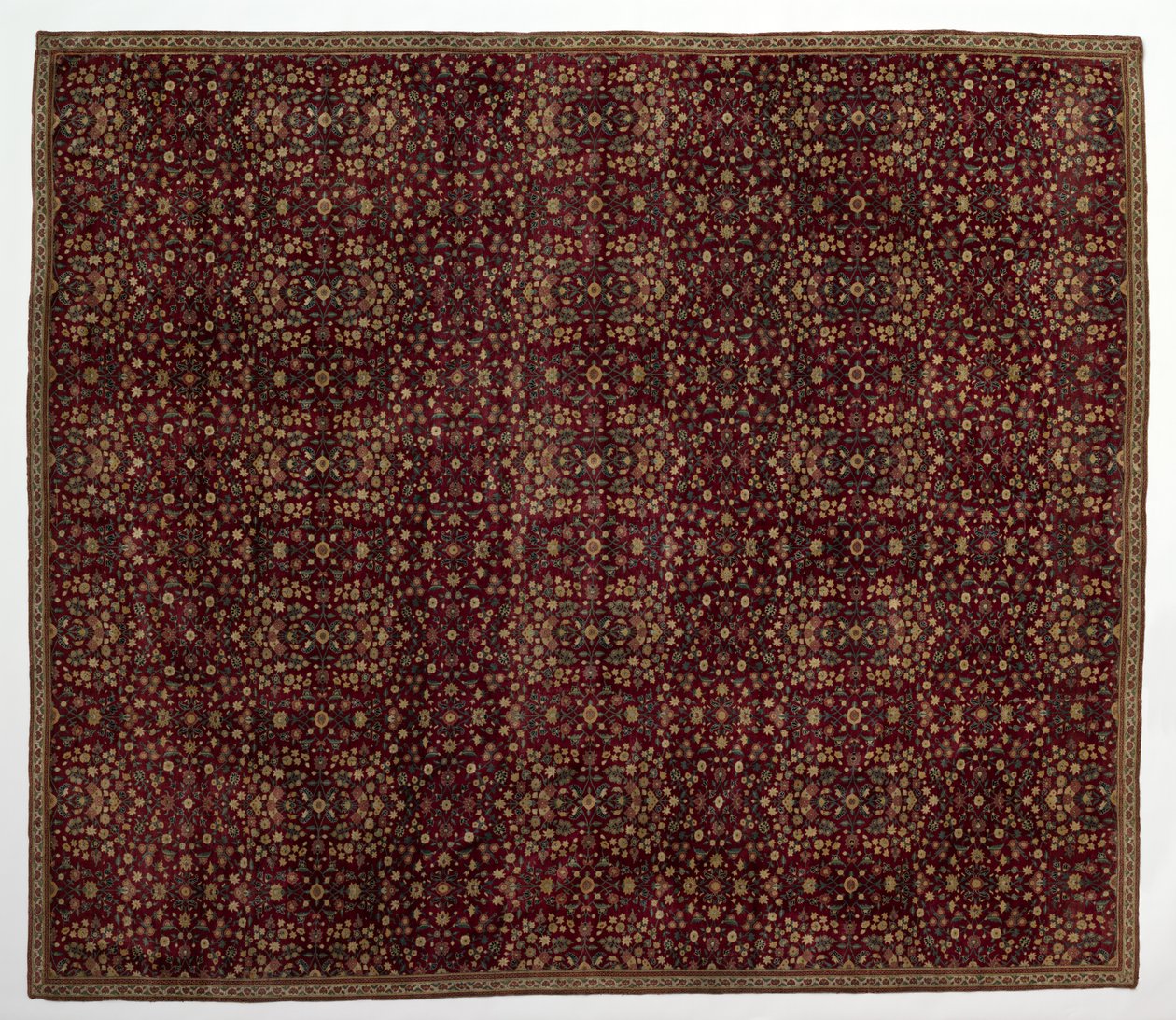 Wollen tapijt met millefleurs decoratie, begin 1600s door Unbekannt