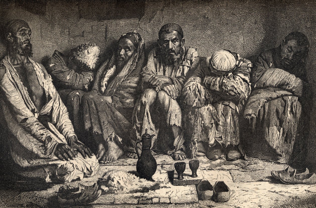 Een opiumhol in Centraal-Azië, illustratie uit 