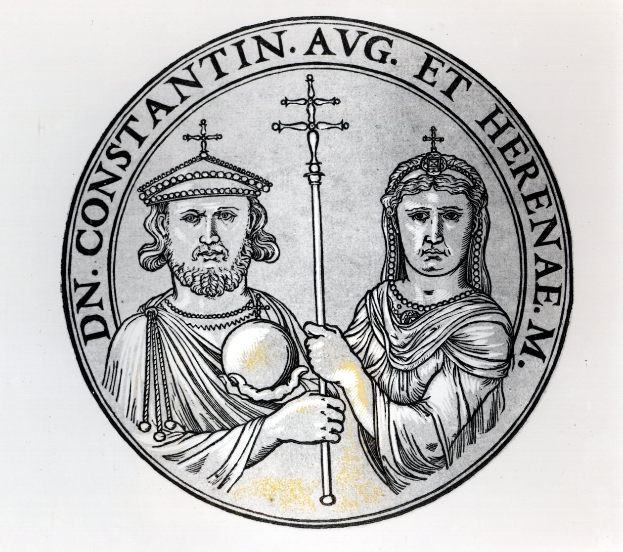 Constantijn VI (770-c.797 AD) en zijn moeder Irene (gravure) door Unbekannt Unbekannt