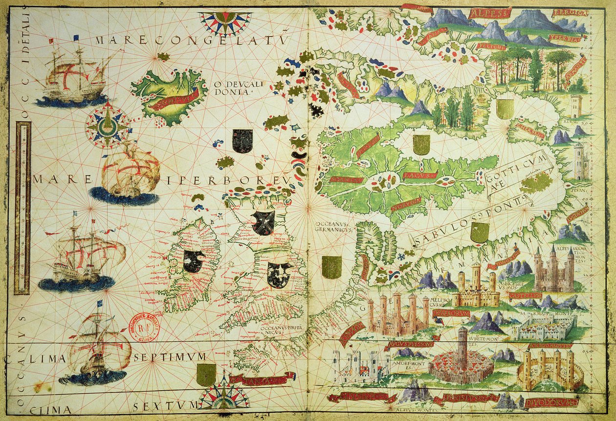 Kaart van Europa, uit een facsimile van de 