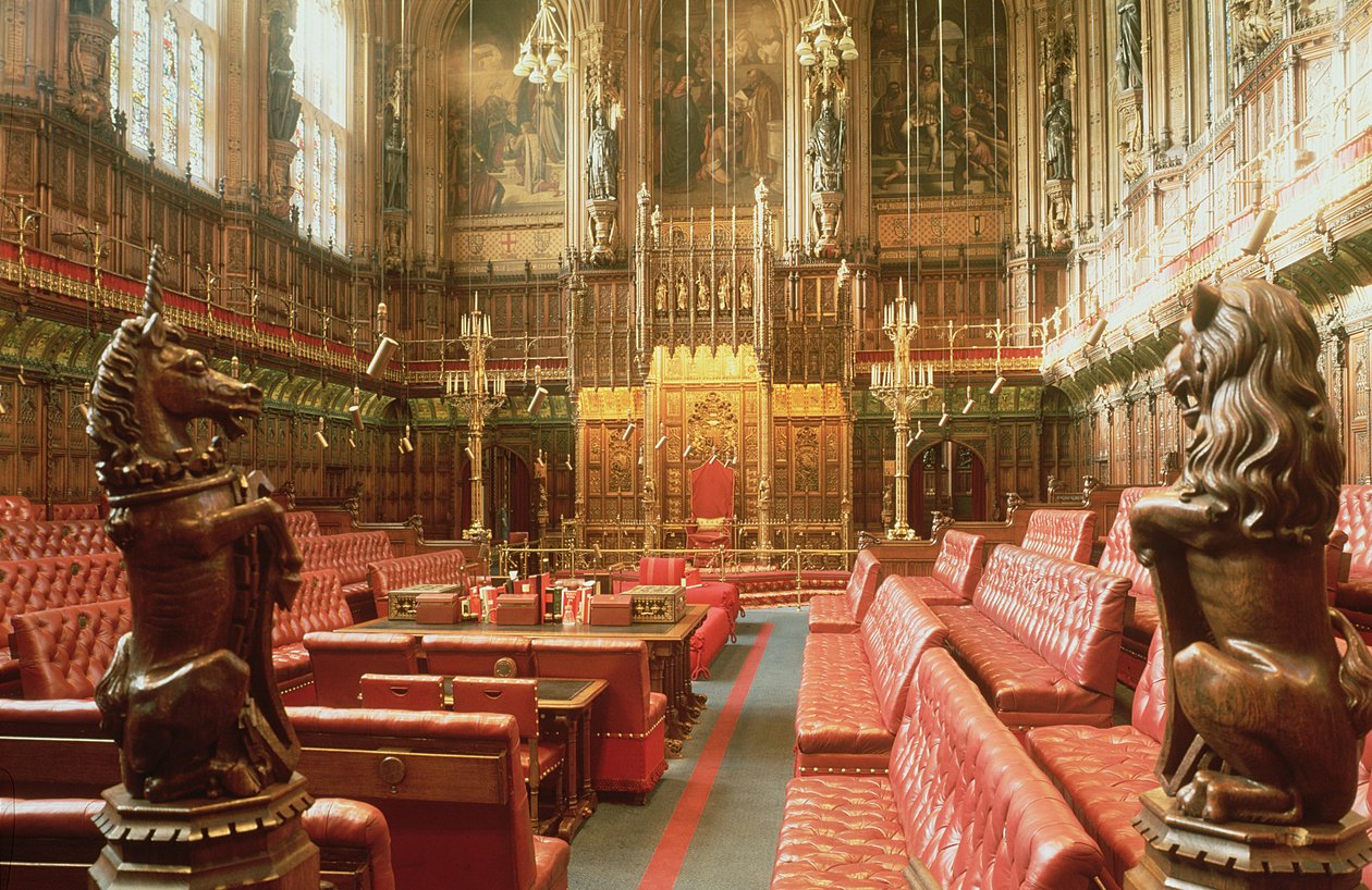Paleis van Westminster, Interieur van het House of Lords ca. 1844, Augustus Welby Pugin door Unbekannt Unbekannt