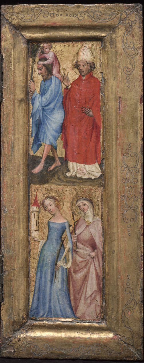 St. Christoffel en St. Erasmus, St. Barbara en een andere vrouwelijke heilige door Unbekannt Unbekannt