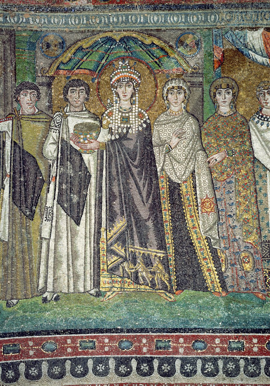 Theodora en haar hof, detail van de Keizerin, c.547 n.Chr. door Unbekannt Unbekannt