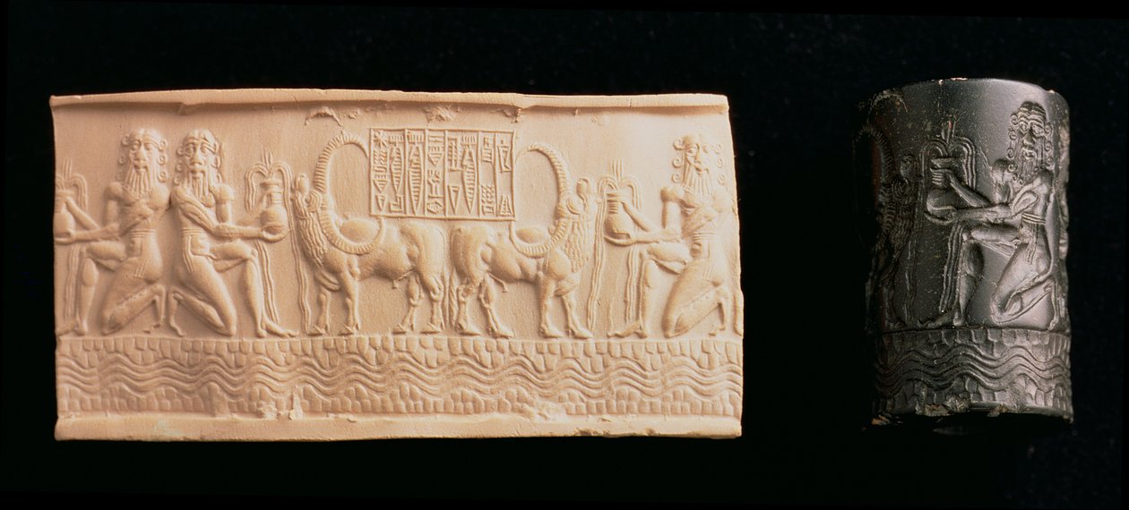 00326 Cilinderzegel van Shar-kali-sharri, Koning van Akkad, Mesopotamië, ca. 2340-2100 v.Chr. door Unbekannt