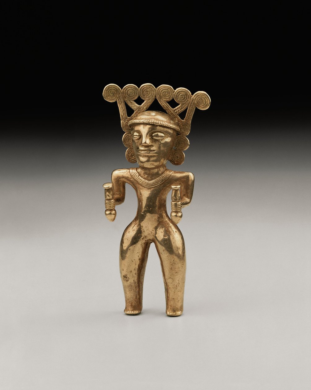 Een zeldzame figuur van een sjamaan in internationale stijl, waarschijnlijk uit Panama of Costa Rica, ca. 500-1000 door Unbekannt