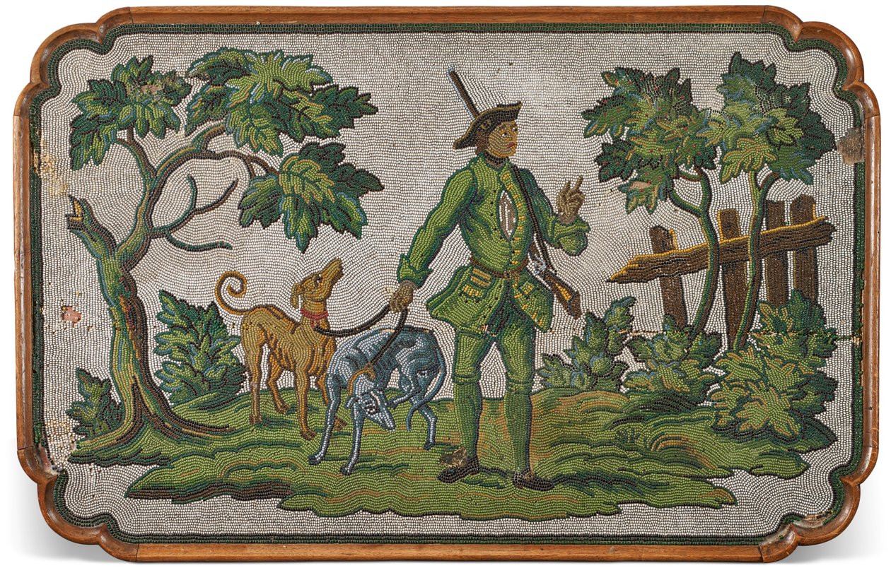 Top van een Duitse eik en kralenwerk bijzettafel, c. 1740 door Unbekannter Künstler