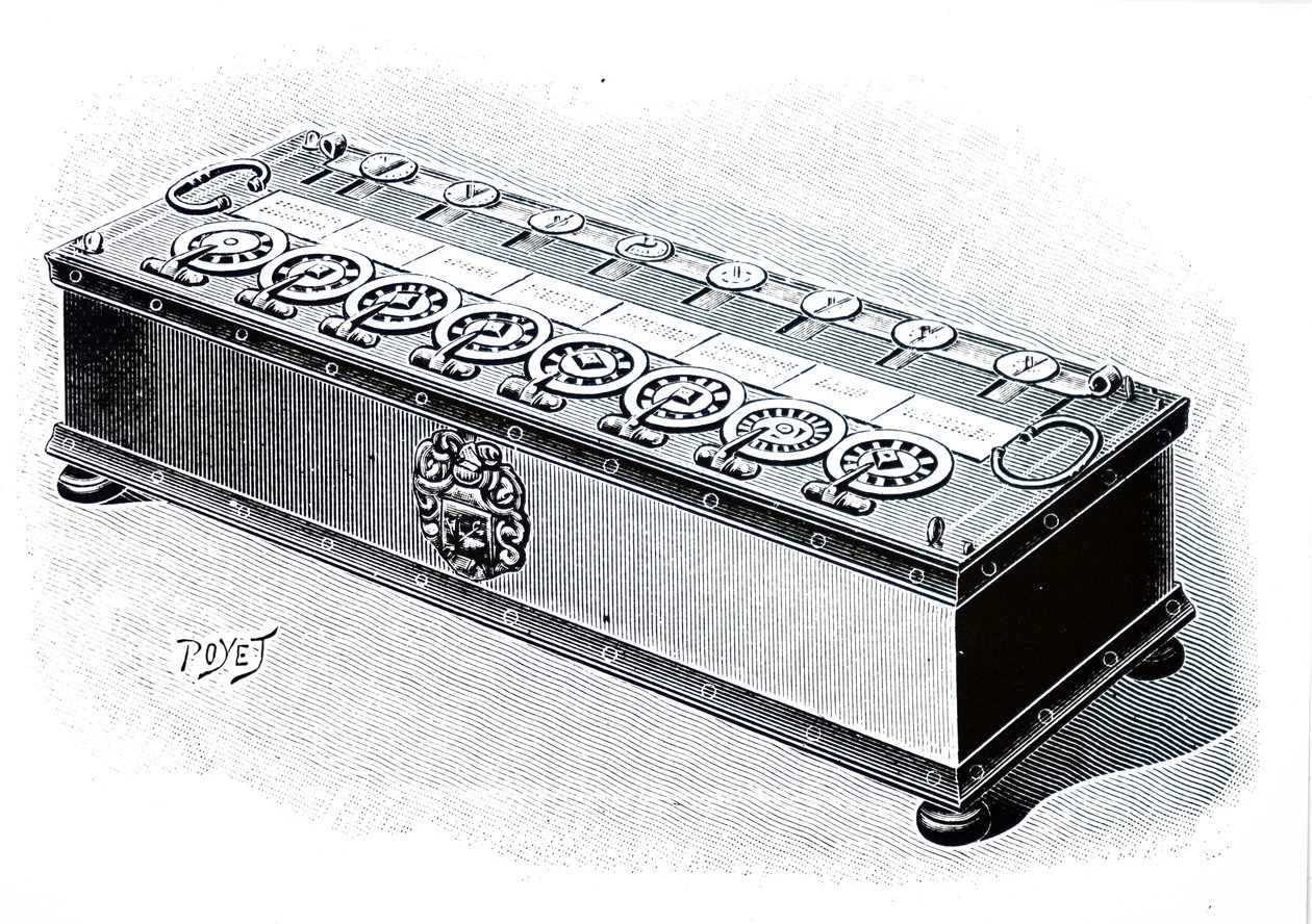 Een rekenmachine ontworpen door Blaise Pascal door Unbekannt