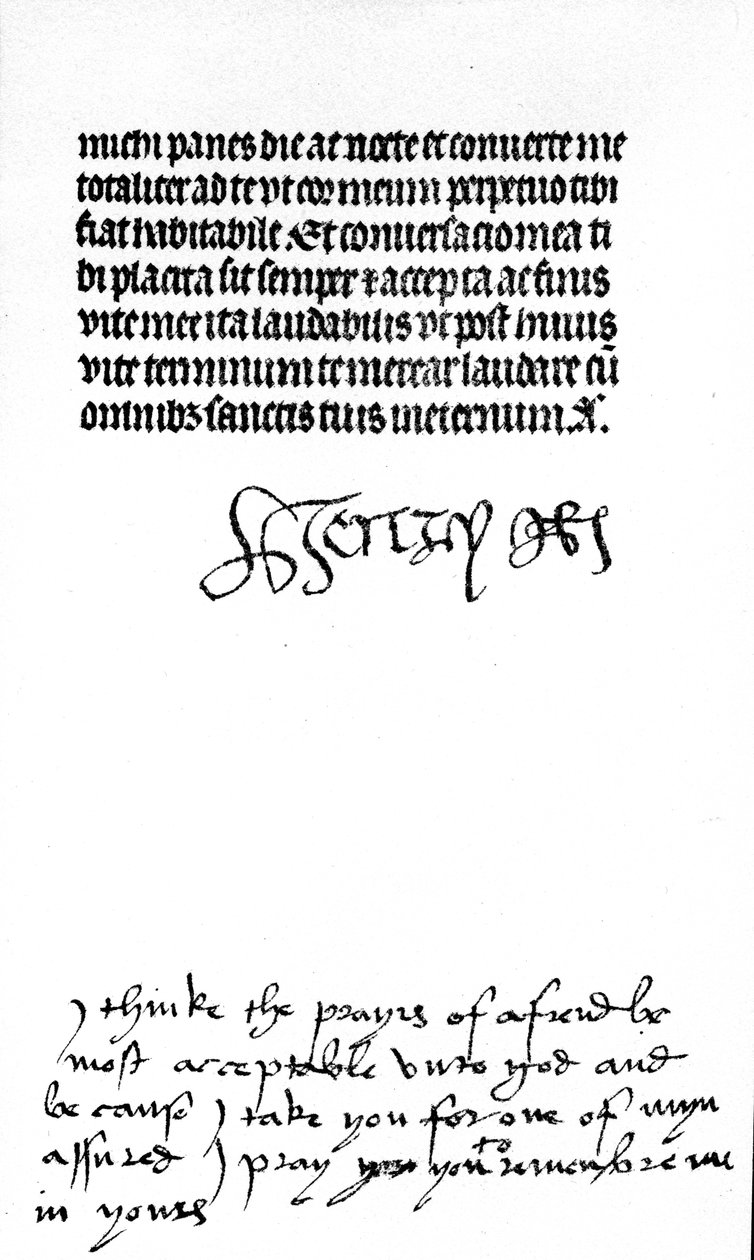 Handtekening van Koning Hendrik VIII en inscriptie in de hand van zijn vrouw, Koningin Katherine van Aragon door Unbekannt
