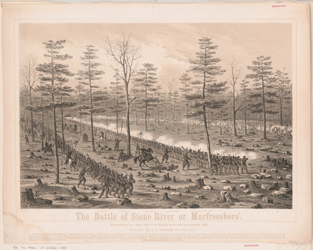 Slag bij Stone River of de Slag bij Murfreesboro, 31 december door Unbekannt