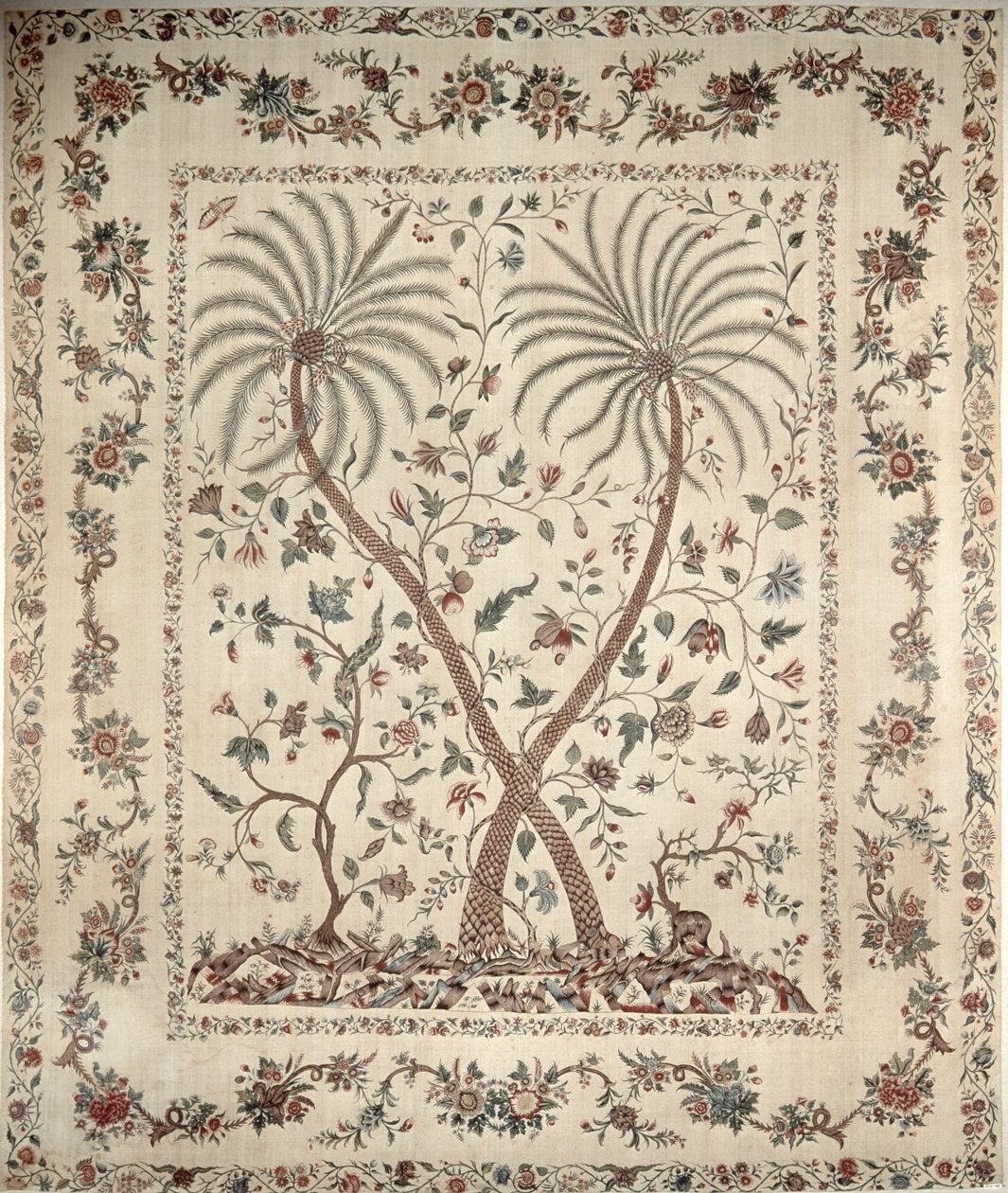 Bedsprei met palmboom motieven van de zuidelijke Coromandelkust, ca. 1770 (katoen) door Unbekannt