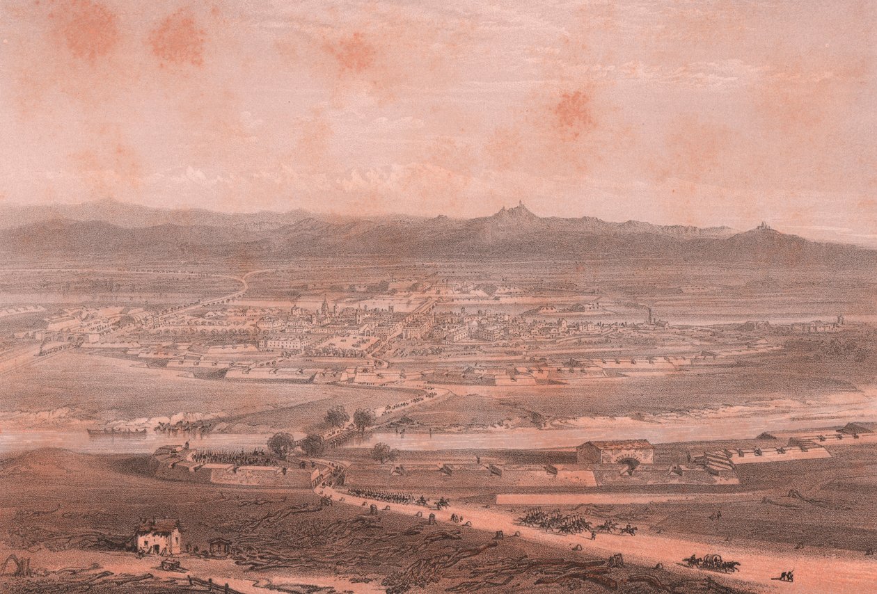 Vogelvlucht van Alessandria, Piëmont door William M. Timlin