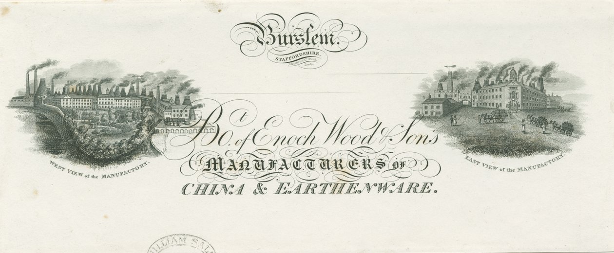 Burslem - Briefhoofd van Enoch Wood & Sons door Unbekannt