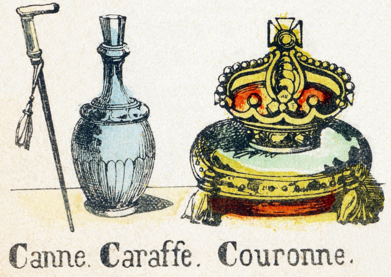 C - Stok Karaf Kroon - Alfabet - Kindervermaak - Beeld van Epinal, populaire serie ca. 1890 (illustratie) door Unbekannt