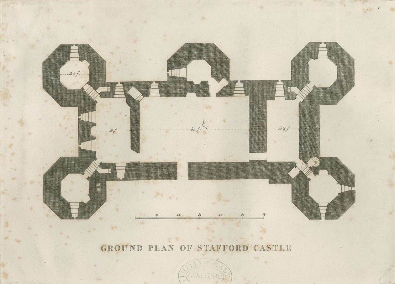Kasteel Kerk - Stafford Kasteel: gravure, nd [19e eeuw] door Unbekannt
