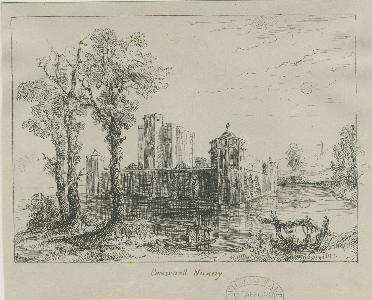 Caverswall Kasteel: inkttekening, nd [?19e eeuw] door Unbekannt