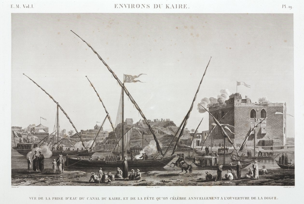 Viering van de jaarlijkse opening van de dijk aan het Caïro Kanaal, Egypte, ca. 1798 door Unbekannt