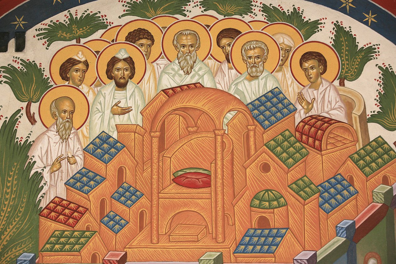 Hemels Jeruzalem. Saint-Antoine-le-Grand orthodoxe kerk Saint-Laurent-en-Royans Frankrijk door Unbekannt