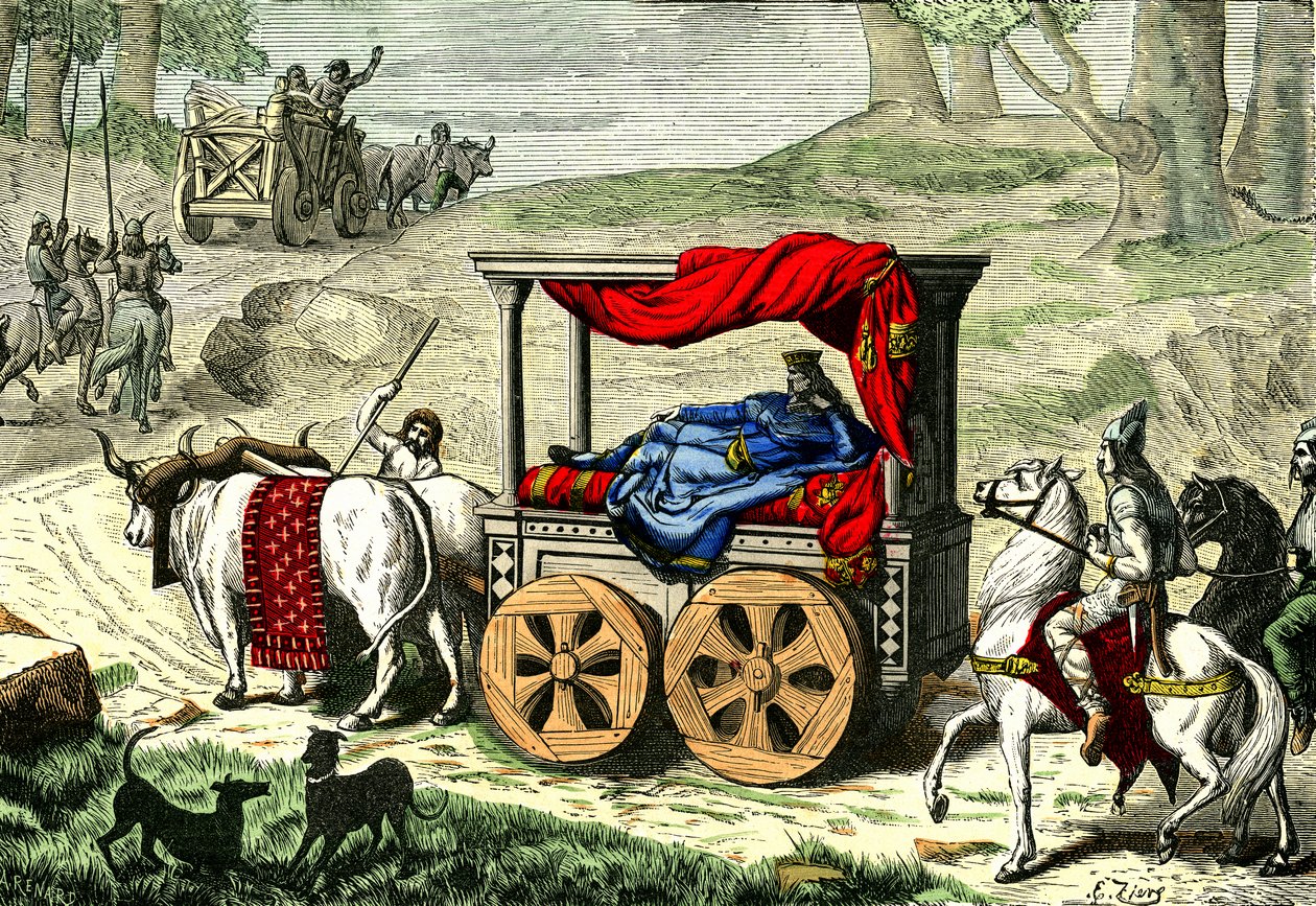 Strijdwagen van een Gallische koning, ca. 1850-86 (illustratie) door Unbekannter Künstler